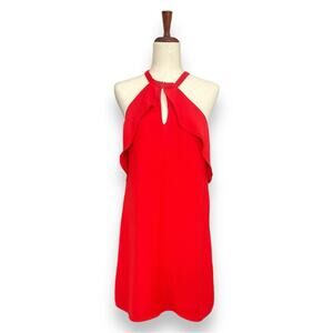 19 Cooper - Halter Ruffle Cocktail Dress Classic Red Size Medium